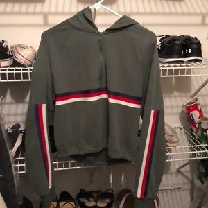 army green sweatshirt w half zip